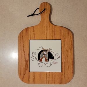 Lawrence Vargas Signed 1988 Southwestern‎ Bear Tile Cutting Board